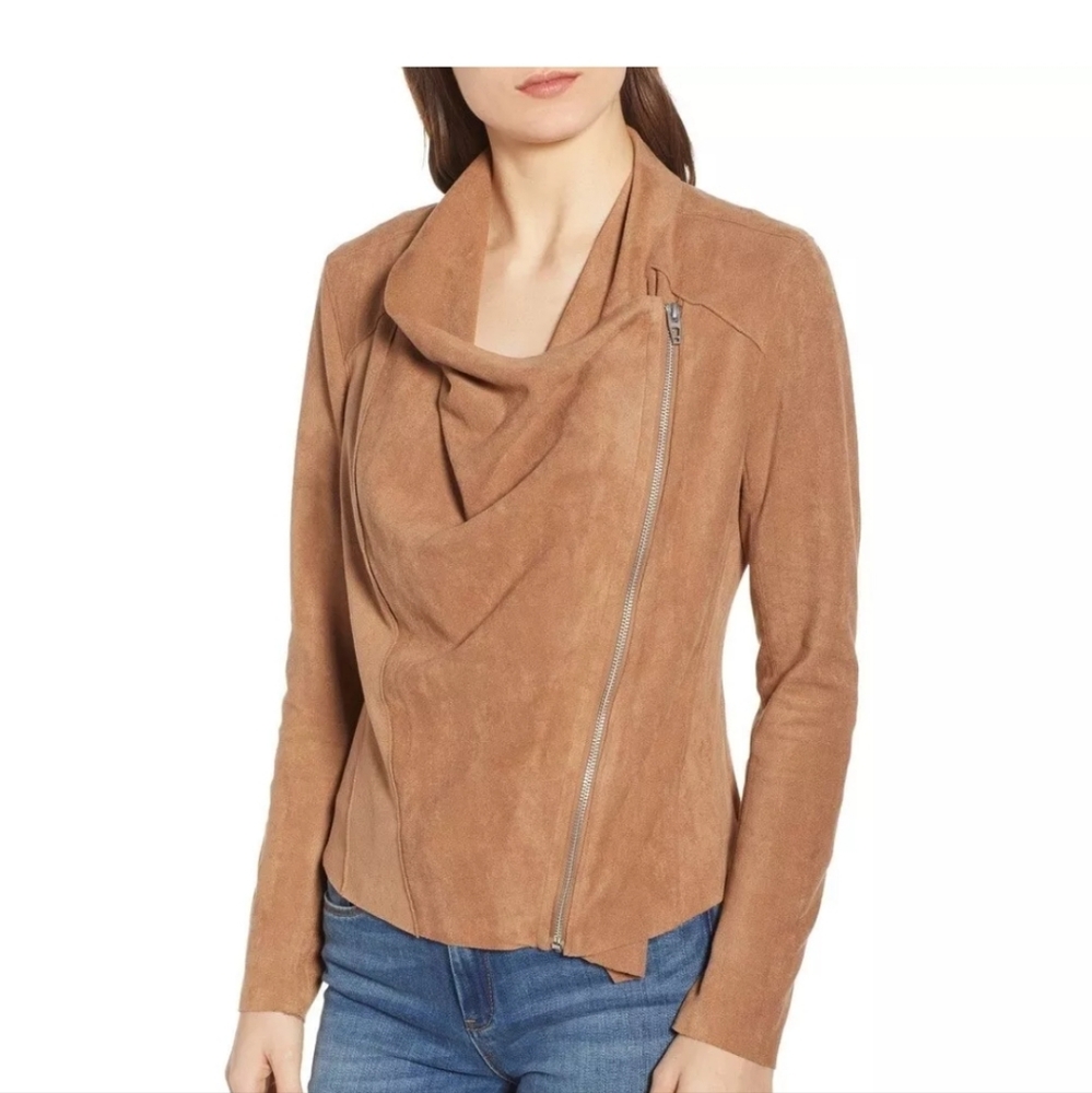BlankNYC light Brown Tan Faux Suede‎ Zip up Jacket Size Small